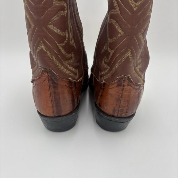 Tony Lama Real Eel Leather Cowboy Boots Brown Men’s Size 9B Western Rodeo Ranch - Picture 13 of 14